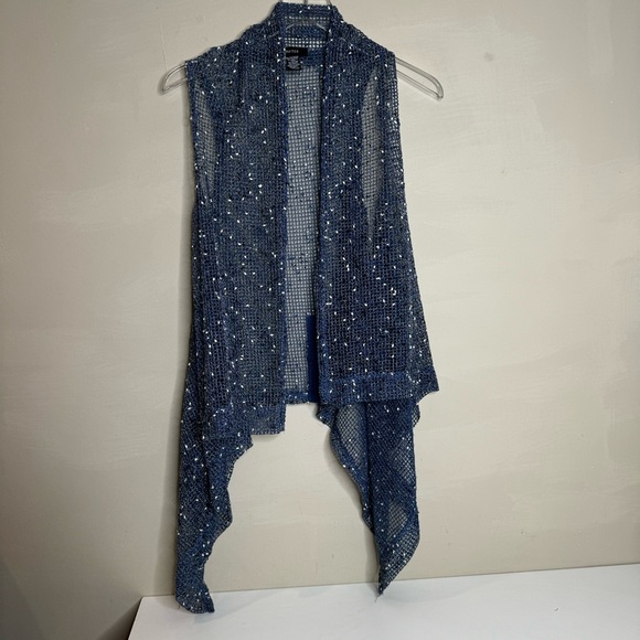 KAK TUS open knit blue cardigan sweater - Picture 1 of 9